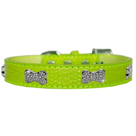 MIRAGE PET PRODUCTS Croc Crystal Bone Dog CollarLime Green Size 10 720-10 LGC10